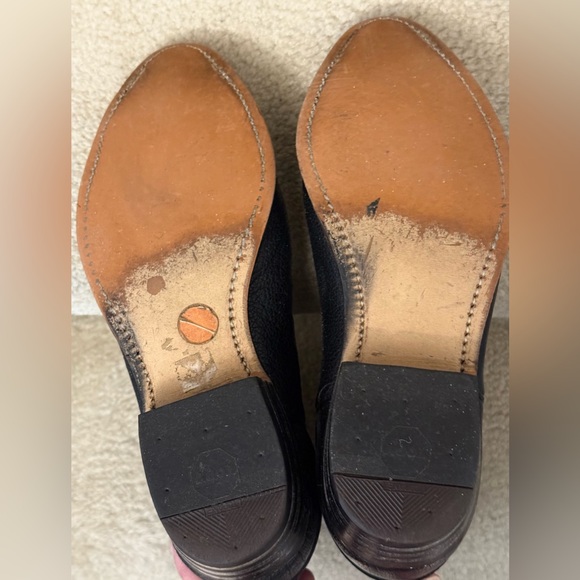 Vintage Black Leather Boots with Brown Soles - Picture 9 of 16